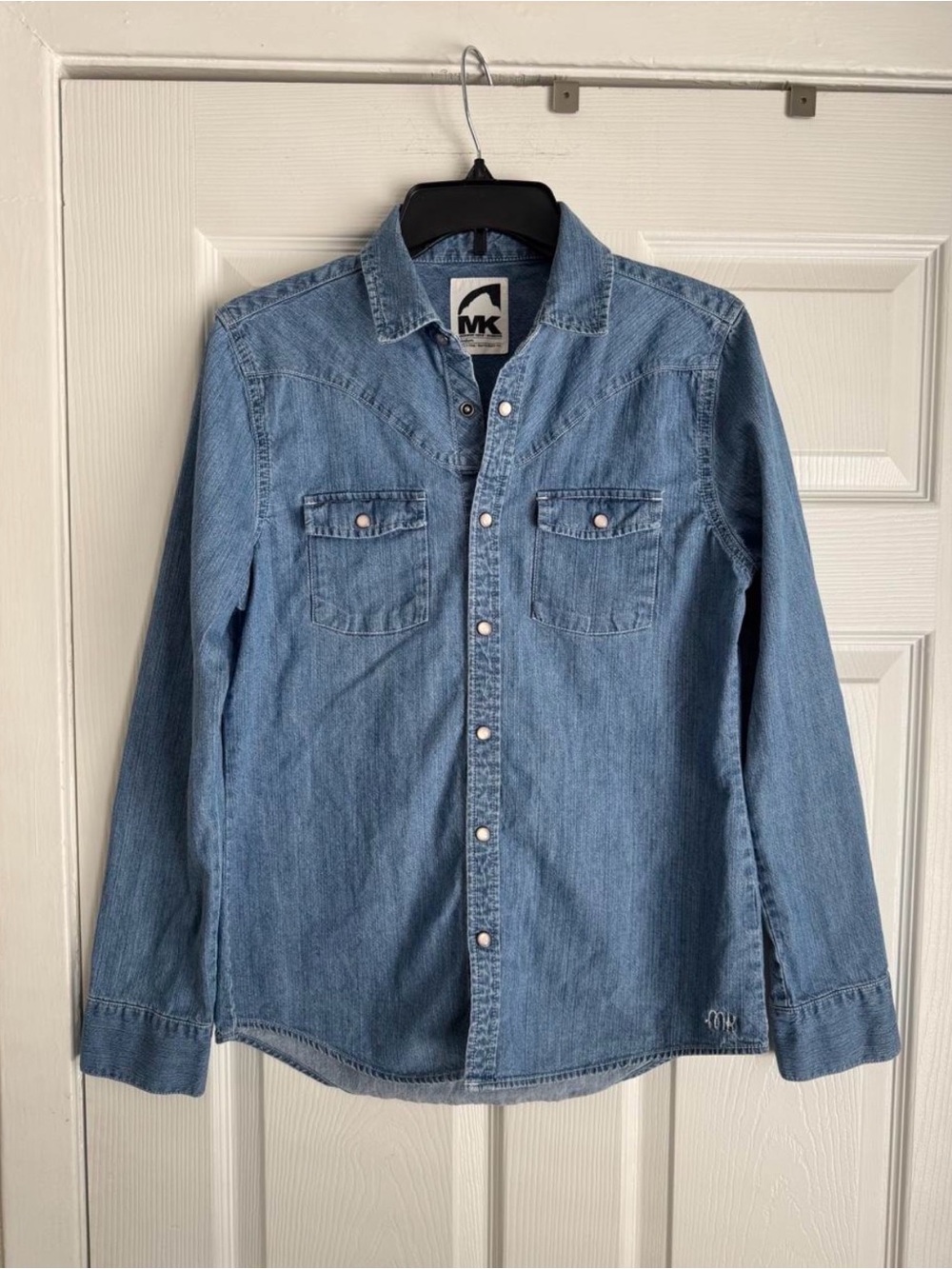 Moose Knuckles Denim Pearl Snap Shirt – Size Medium